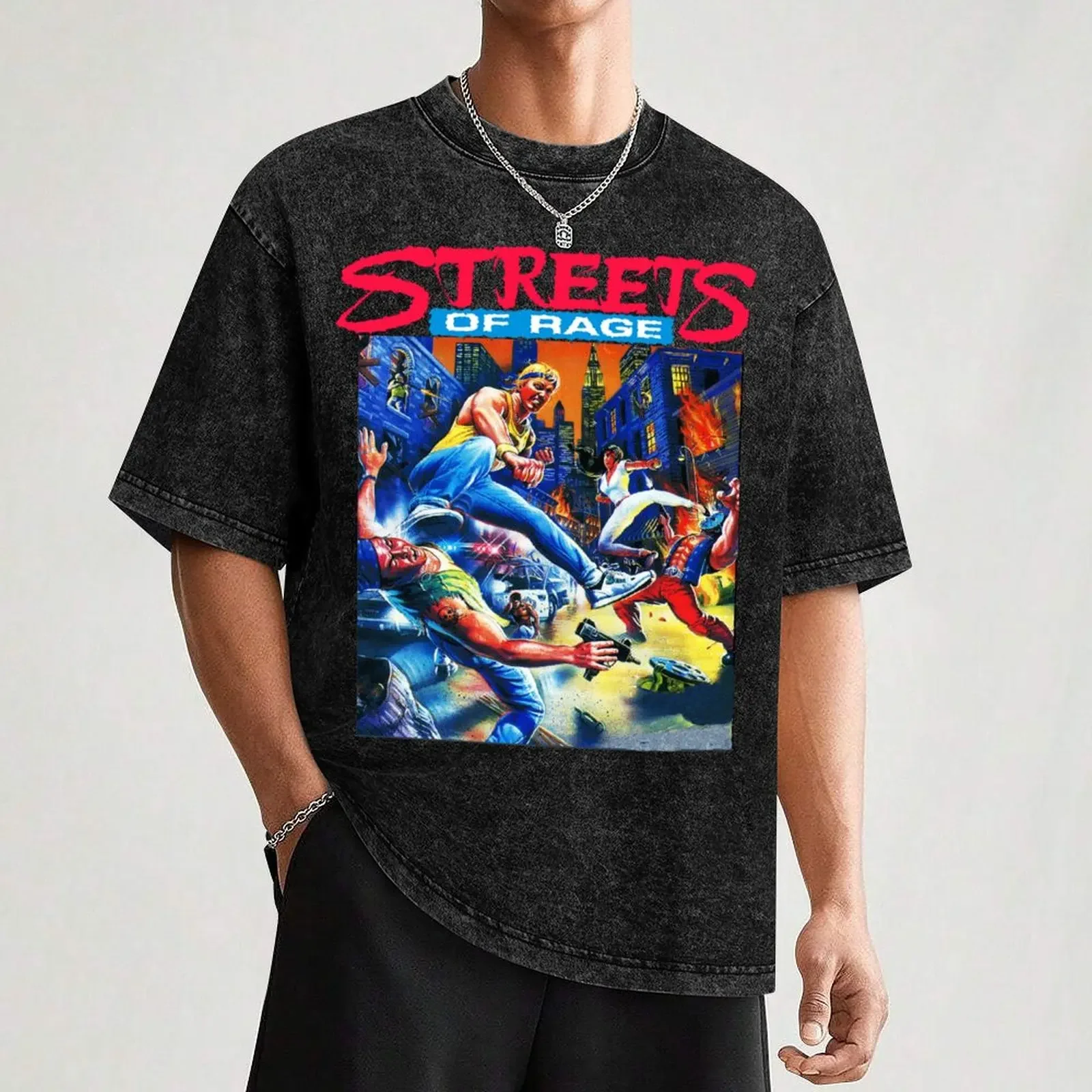 Streets of Rage cover art T-Shirt Functional Casual Short Sleeve Tee