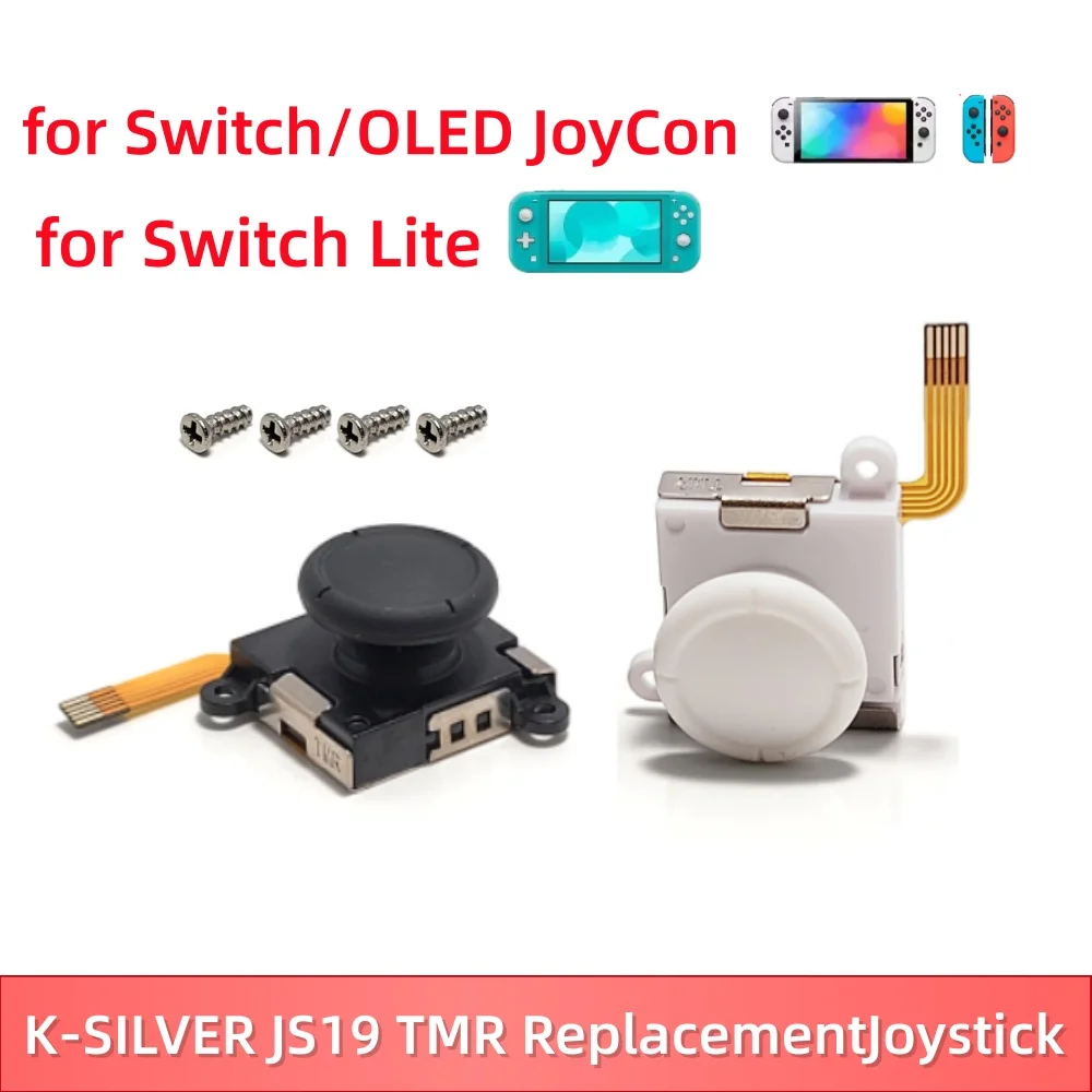 2 Joysticks K-SILVER JS19 TMR para Reemplazo de JoyCon, Sin Desviación, Palanca Electromagnética para Nintendo Switch/OLED/Lite