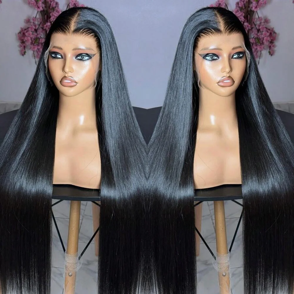 42 بوصة 13x6 كامل أمامي حقيقي HD شعر مستعار دانتيل غير مرئية HD الدانتيل الجبهة الباروكات شعر الإنسان قبل قطعها ابيض عقدة 250% الكثافة