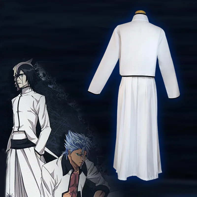 Anime Bleach Ulquiorra Cifer Cosplay Costume Full Set White Kendo Kimono with Cloak Pants Belt  Halloween Party Costumes OA3809