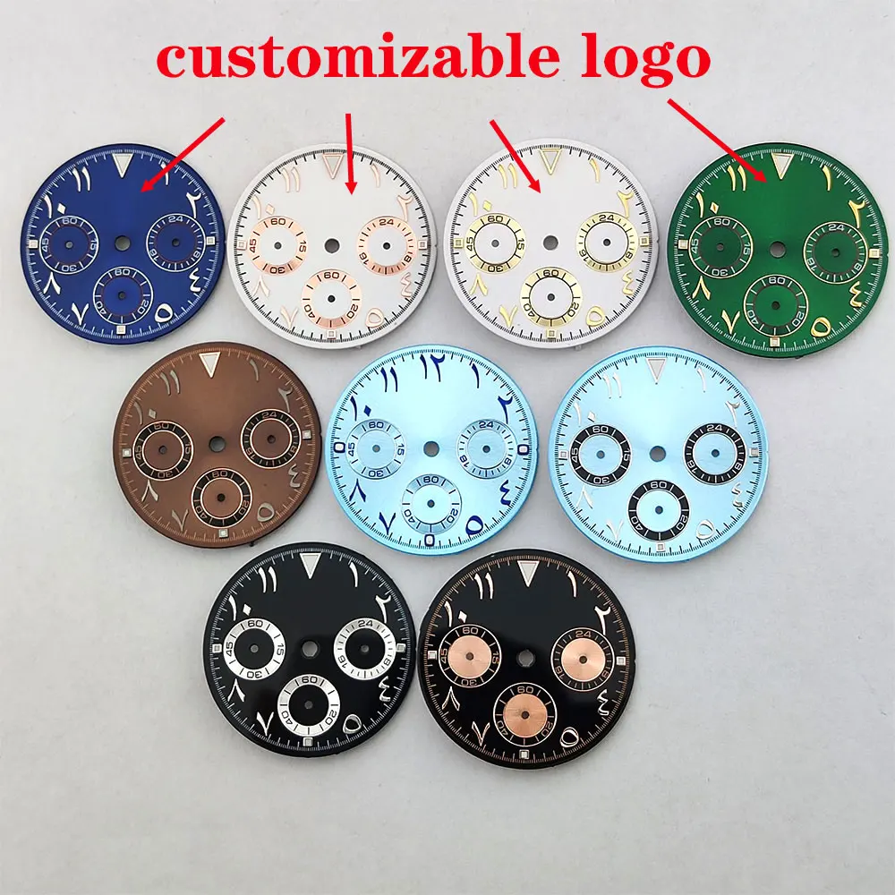 Arab VK63 29mm Diameter Chronograph Watch Dial Improved Multi-Functional Panda Design with Green Glow-in-the-Dark Feature