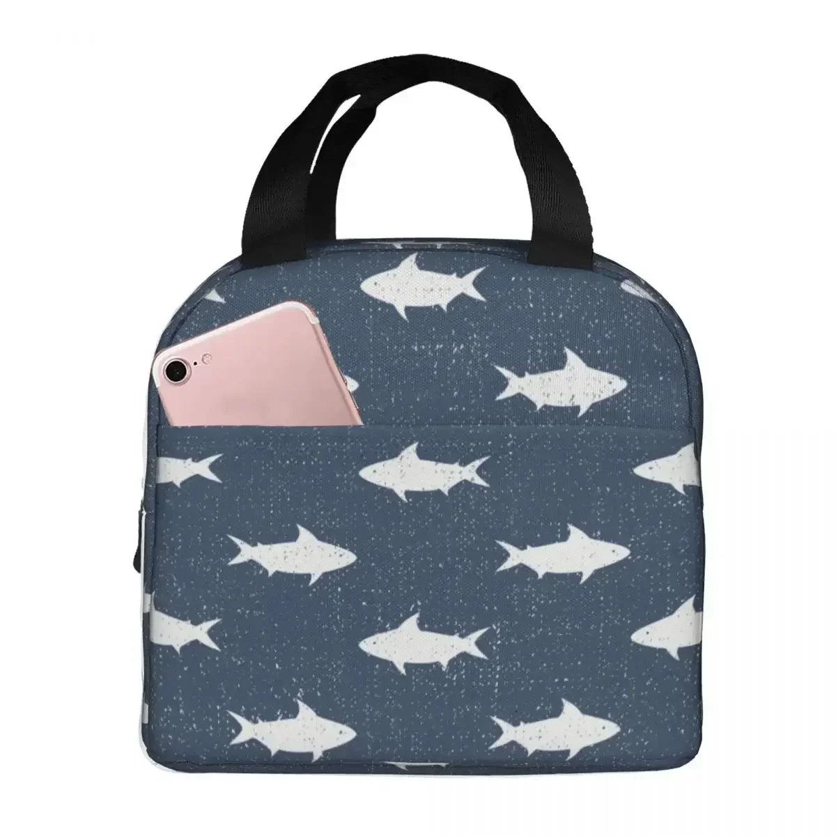 Sac à lunch pour hommes et femmes, sacs isothermes thermiques, sac de nourriture portable, boîte d'école en toile, motif Fisn Sea