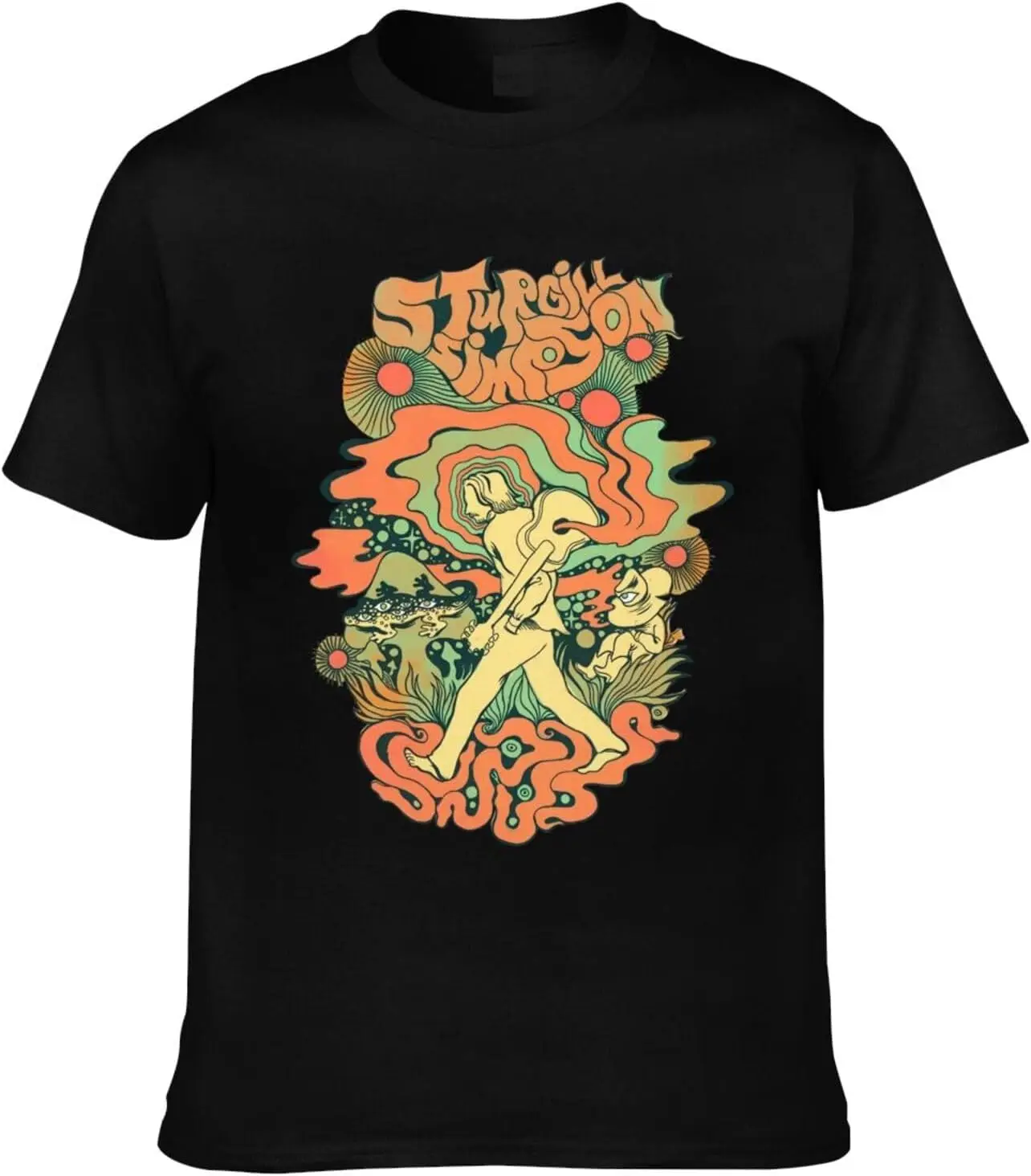 تي شيرت Sturgill Music Simpson للرجال بأكمام قصيرة مخصص، تي شيرت أنيق برسومات جرافيك، ملابس علوية كاجوال رائعة باللون الأسود