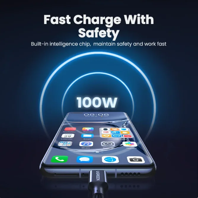 UGREEN USB A-USB C 케이블 타입 C 고속 충전 케이블 6A USB 2.0 편조 케이블
