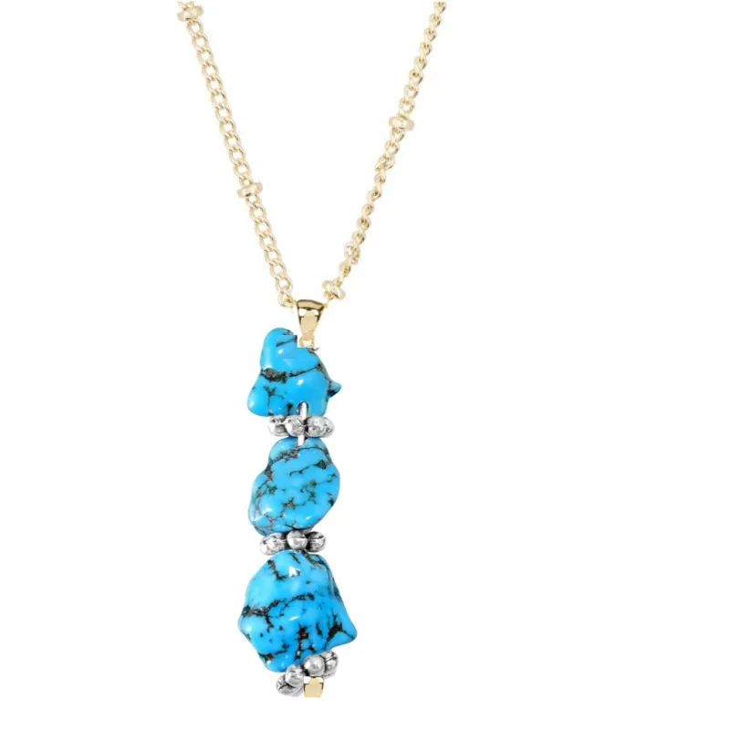 

Fashion Tibetan Silver Irregular Turquoise Scottsdale Pendant Necklace