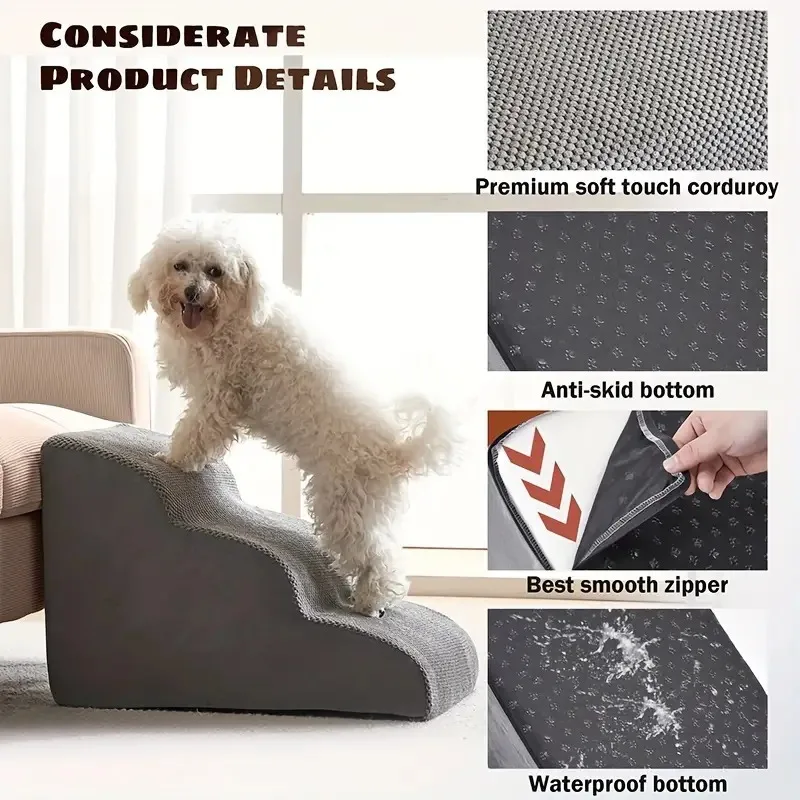 

Pet Ladder Up and Down Sofa Bed Sponge Steps Slope Cat Small Dog Stairs dog stairs