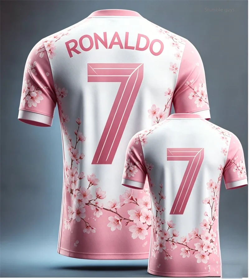 Men Summer Sport Daily Ronaldo Football T-shirt Short Sleeve Casual Sports Jersey Kids Boys Outdoor Street Workout Tops