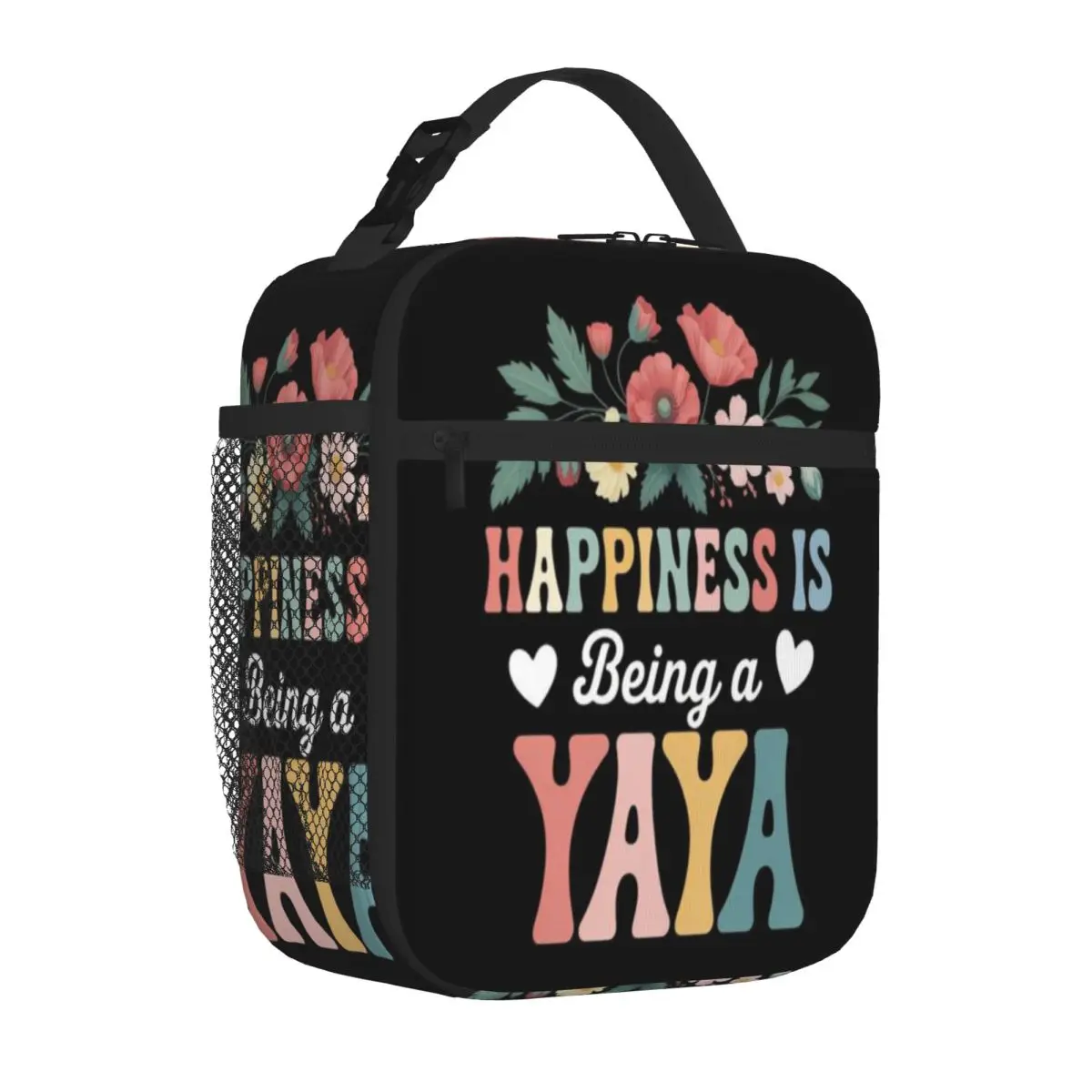 Bestselling Happiness Is Being A Yaya Floral Yaya Mother S Day Leisure Cooler Lunch Bag Student Daily Insulated Lunch Bag