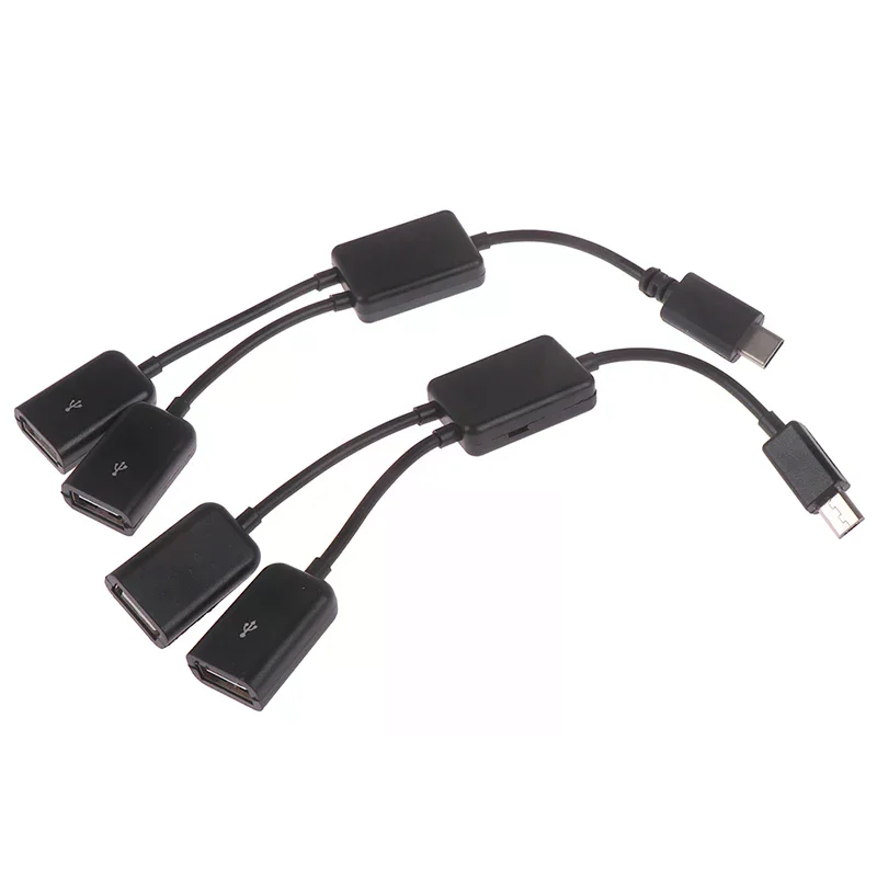 Micro usb / type c to 2 otg dual female usb port hub cable y splitter adapter