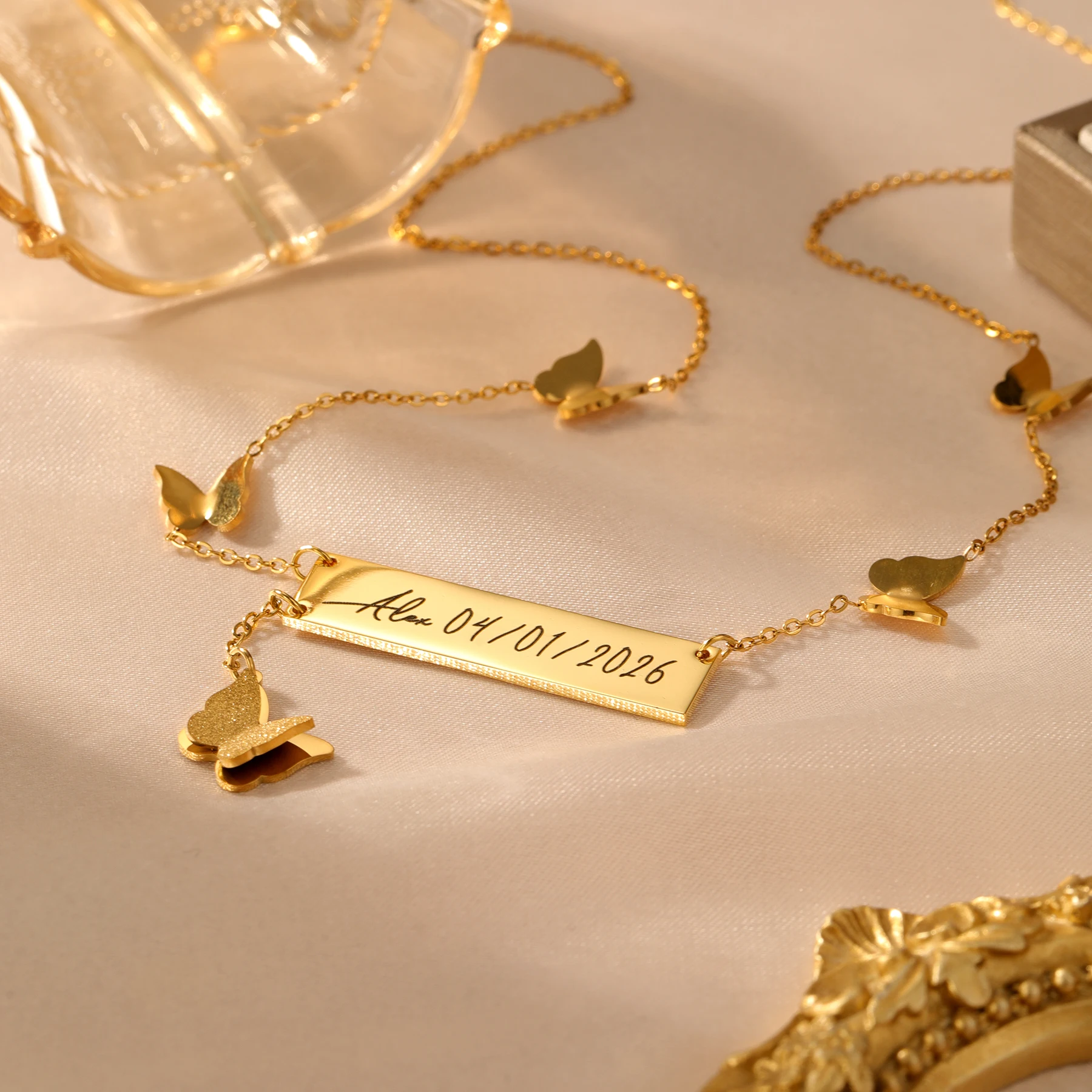 Kalung Nama Kupu-kupu Personal - Handwriting Necklace Bar ulasan dan harga