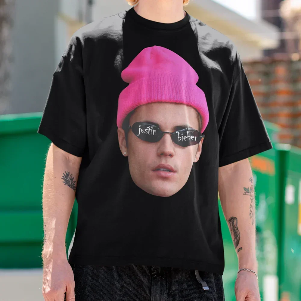 

2025-26 Summer Christmas Justin Bieber Graphic 100% Pure Cotton Printed Rapper Hip-hop Trend T-shirt Unisex Oversized Breathable