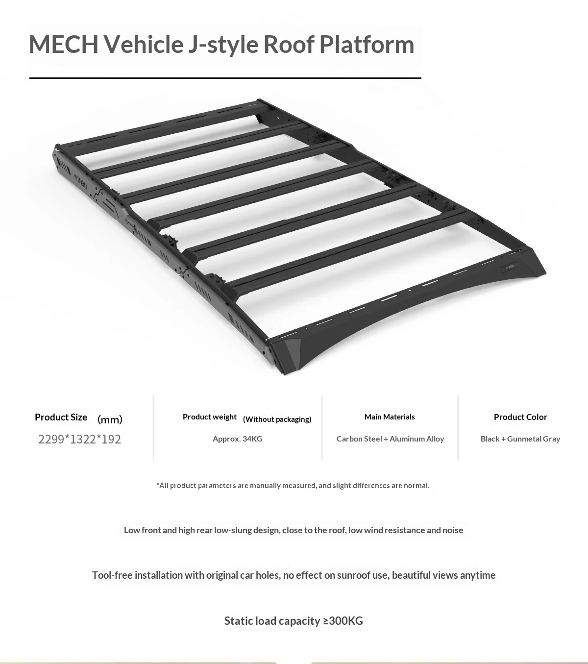 

Custom Color Aluminum Alloy 90.51" Roof Rack for Carsr with 100kg Capacity and Easy Installation