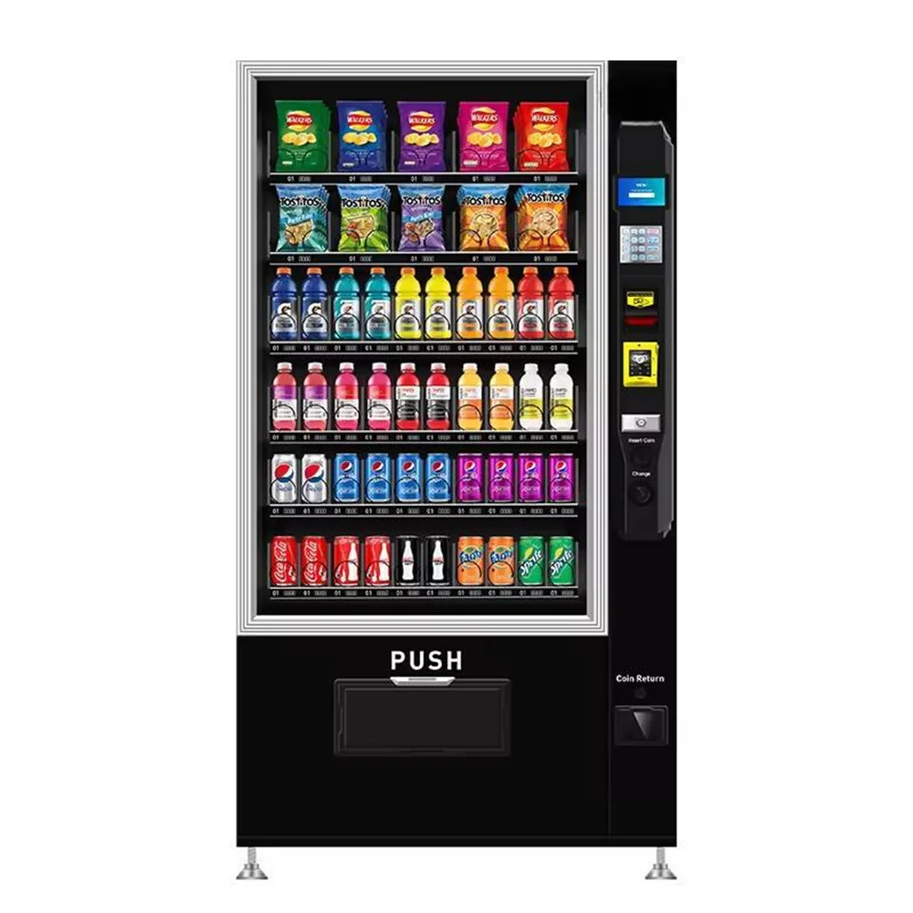 Black Customized Touch Cashless Payment Vending Machine Drink and Snack Vending Machine