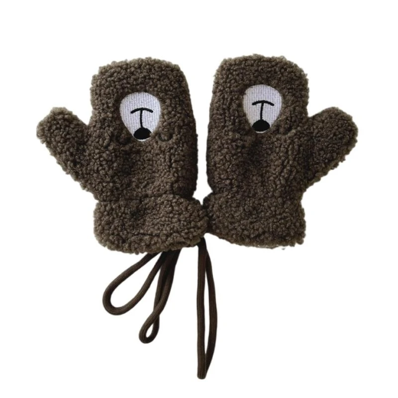

Winter Full Finger Gloves for Kids Soft Lamb Wool Gloves with Cartoon Pattern G2TD