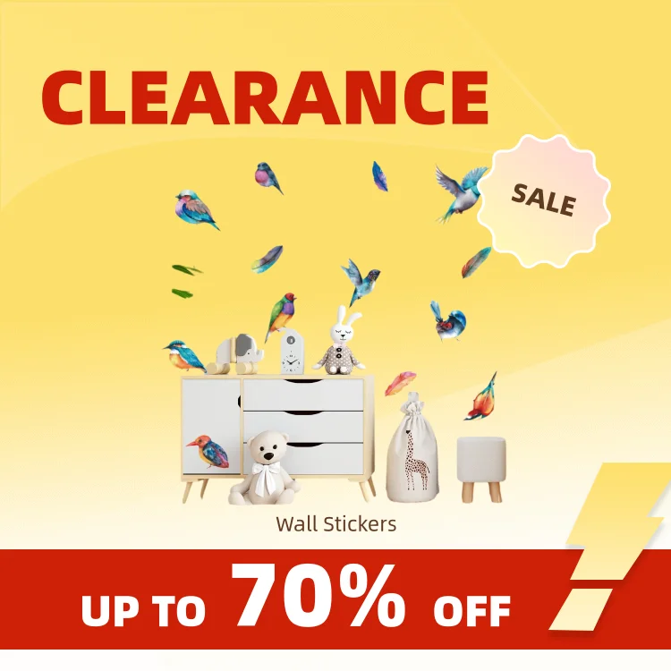 Clearance_Colorful Birds Feather Removable Wall Stickers for Home Decor Art Self-adhesive Window Tile Cupboard Decals PVC Mural 