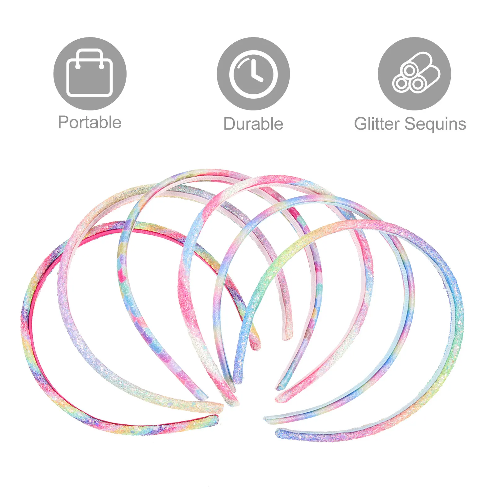 

6pcs Mermaid Gradient Headbands For Girls Women s Non Slip Hair Accessories Cute Headband Party Cosplay Costume Sweet