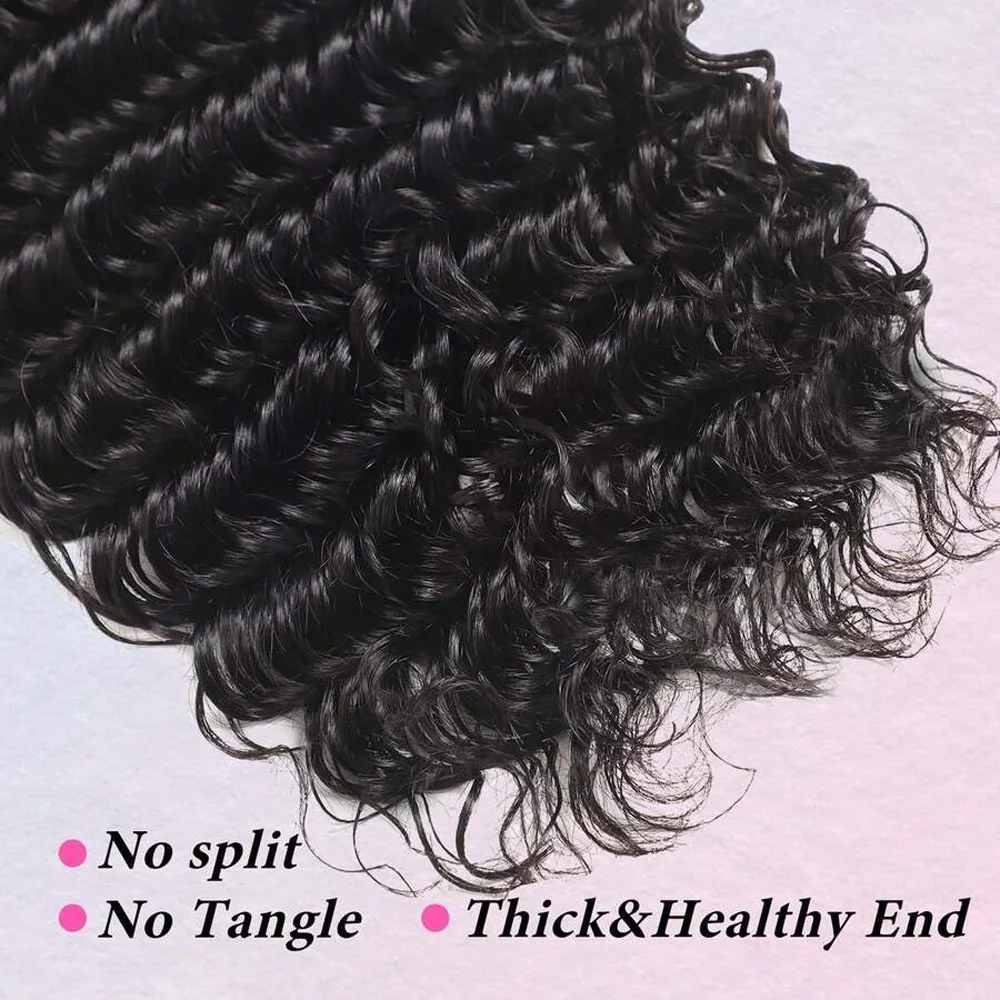 Tief gewelltes Echthaar, brasilianisches Echthaar, gewellt, lockig, 100 % unverarbeitetes Echthaar, Wasserwellen-Echthaarverlängerungen