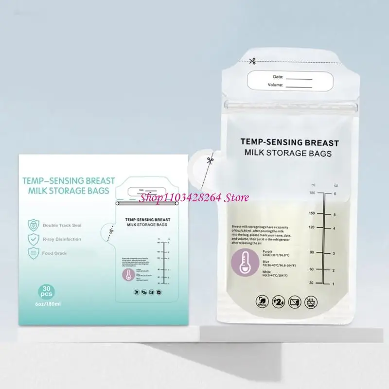  30pcs Breast Milk Storage Bags Disposable 180ml Large Capacity Design Leak Proof Double Sealing for New Mom