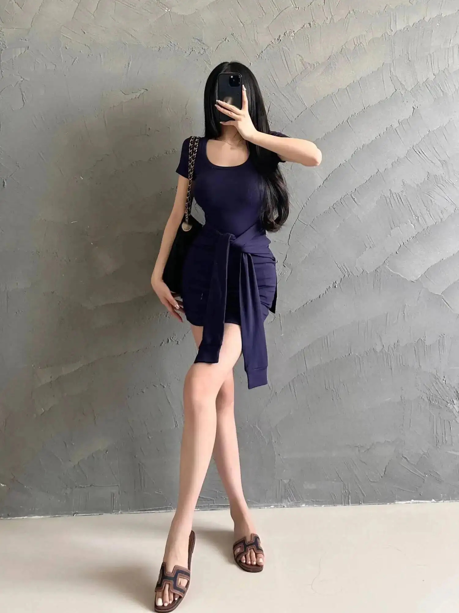 グレー半袖タイドレスエレガントな女性のための夏の韓国スタイルの高級感スリムハイウエストショートドレス T シャツ 9PBN