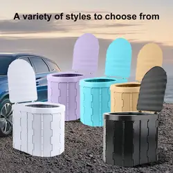 Camping Folding Toilet with Lid Great Load Bearing Long Travel Toilet Wide Seat Adult Car Potty with Storage Bag And Trash Bags