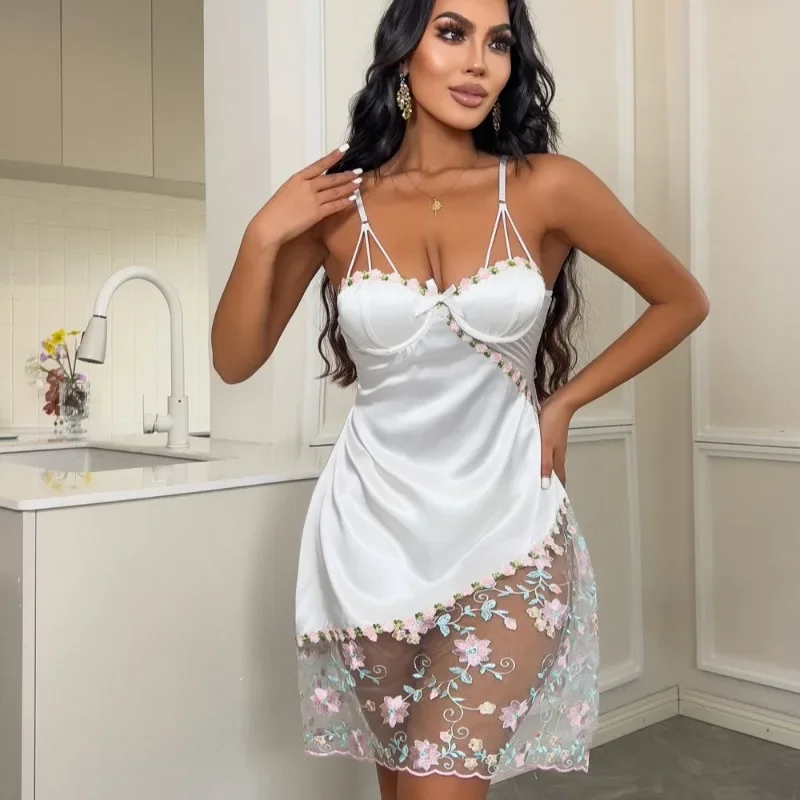 Sexy Nachthemd Spitze Neckholder Plus Size Home Dress Pyjamas für Frauen Langes Nachthemd Dessous Frauen Nachtwäsche Kleider Kleidung