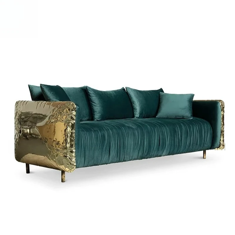 High quality classic Italian luxury gold sofa sofa set leather villa living room