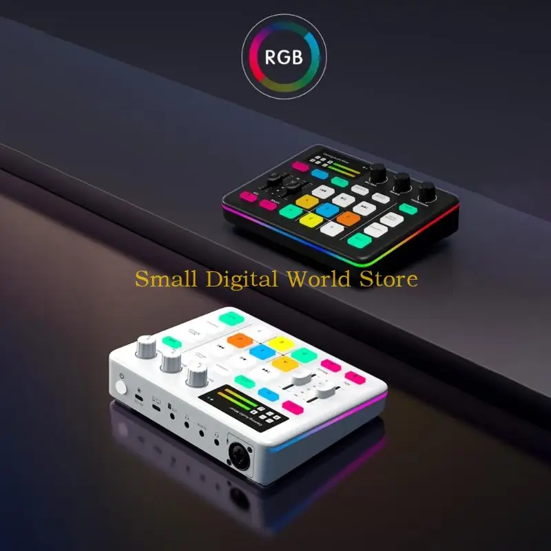 

77UB игровой звуковой микшер со светодиодной подсветкой, Bluetooth-совместимый, питание 48 В для потокового вещания подкастинга,