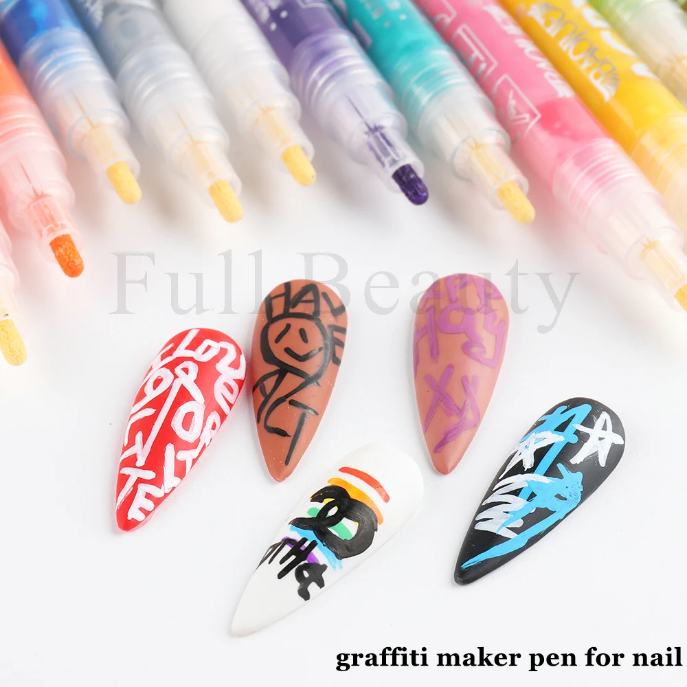 1Pcs Nail Art Graffiti Pen Waterproof Painting Marker Pen For Nails Neon Gel Polish Drawing Pencil Manicure Brushes NLTY01-12