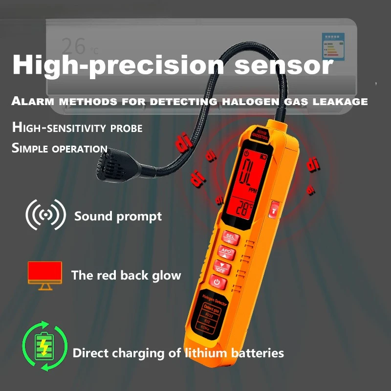 Halogen Gas Leakage Detector Digital Refrigerator Leak Tester Air Conditioner for R22/R410A/R32 Gas Detector Household Tools