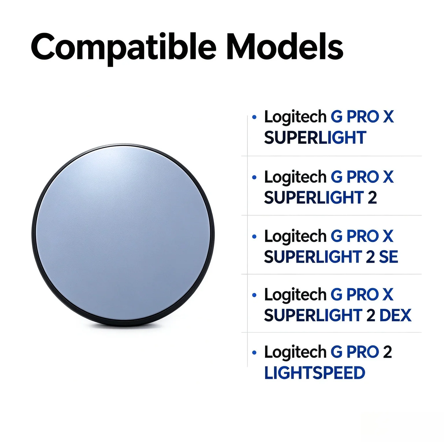 Round Bottom Cover Replacement with Mouse Skates for Logitech G PRO X SUPERLIGHT GPW 1/2/3/4/5 Gaming Mouse