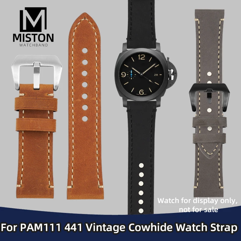 

Vintage Leather Watchband 22mm 24mm 26mm For Panerai PAM111 441 TISSOT Hamilton Men's Vintage Watchstrap Matte Large Watch Belt