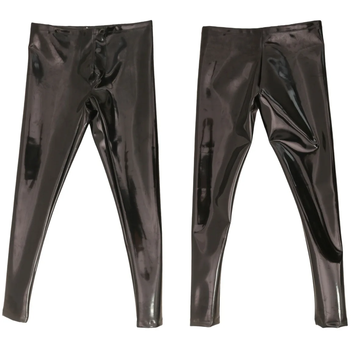 Sexy Men PU Elastic Pencil Pants No-clean Double Side Slim Leg Trousers Latex Faux Leather Punk Shaping Pants Plus Size view 4
