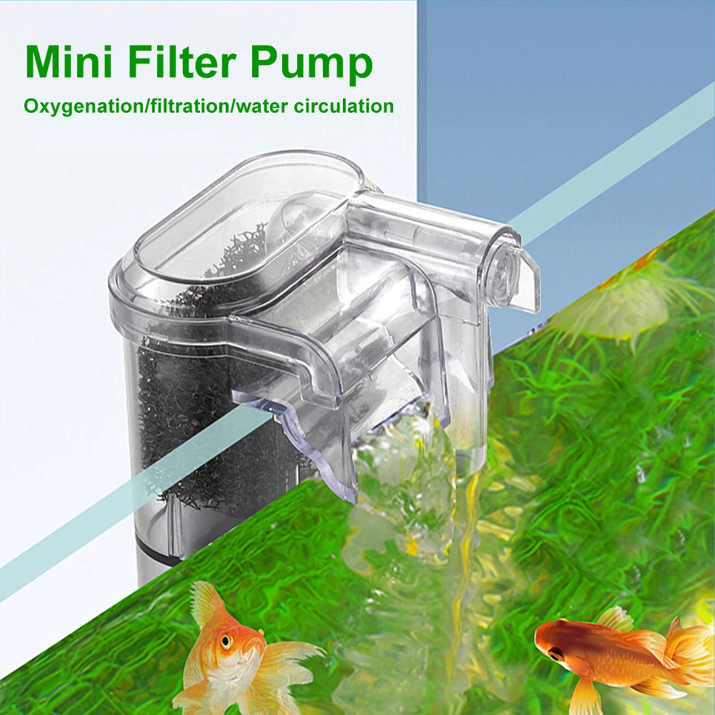 Fish Tank Suspended Filter Mini Filter Adjustable Water Flow Hang Up Filter Water Pump USB Plug In Fish Tank Accessories