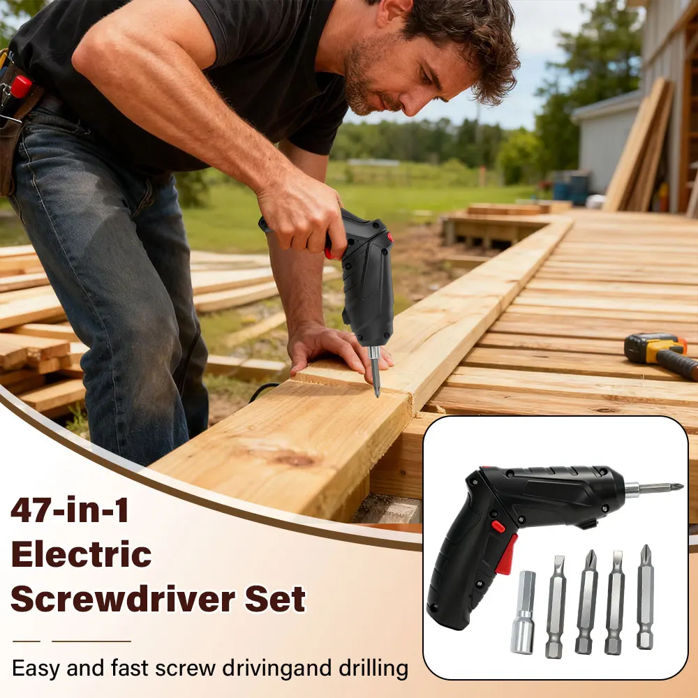 3.6v Cordless Screwdriver Set with Rechargeable Lithium Battery Household Electric Drill Tool for Maintenance Repair