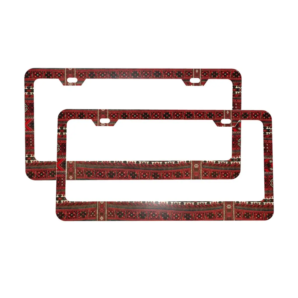 Flatweave Antique Afghanistan Rug License Plate Frame Kilim Ethnic Art 2 Pcs Aluminum Metal License Plate Holder with Screw Caps