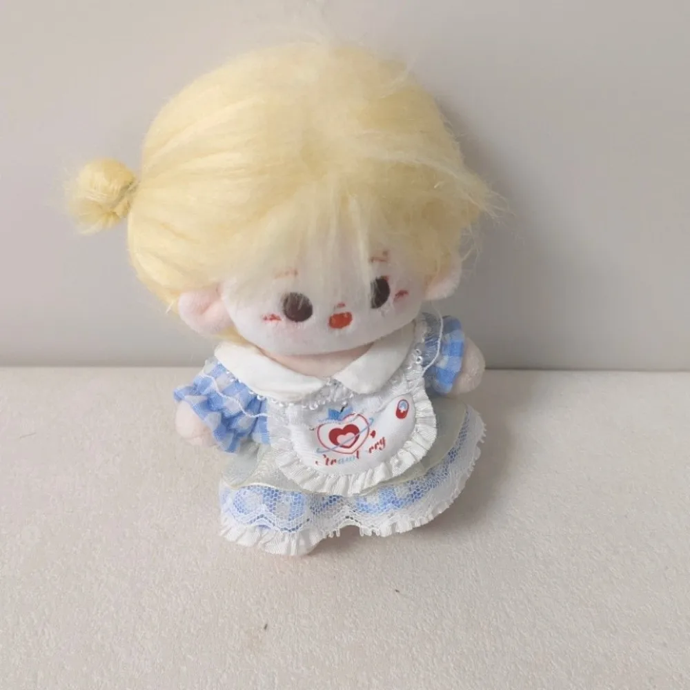 ชุดเดรสลายสก็อต 10 ซม. ชุดตุ๊กตาผ้าฝ้ายพร้อมผ้ากันเปื้อน ชุดตุ๊กตา ชุดมินิ ชุดตุ๊กตาน่ารัก ชุดแต่งตัวตุ๊กตา 10 ซม. ตุ๊กตาผ้าฝ้าย