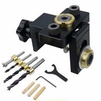 L74C 3-In-1 Doweling Jig 8/10/15mm Pocket Hole Jig Set With Positioning Clip,Adjustable Hole Drill Guide Puncher Locator