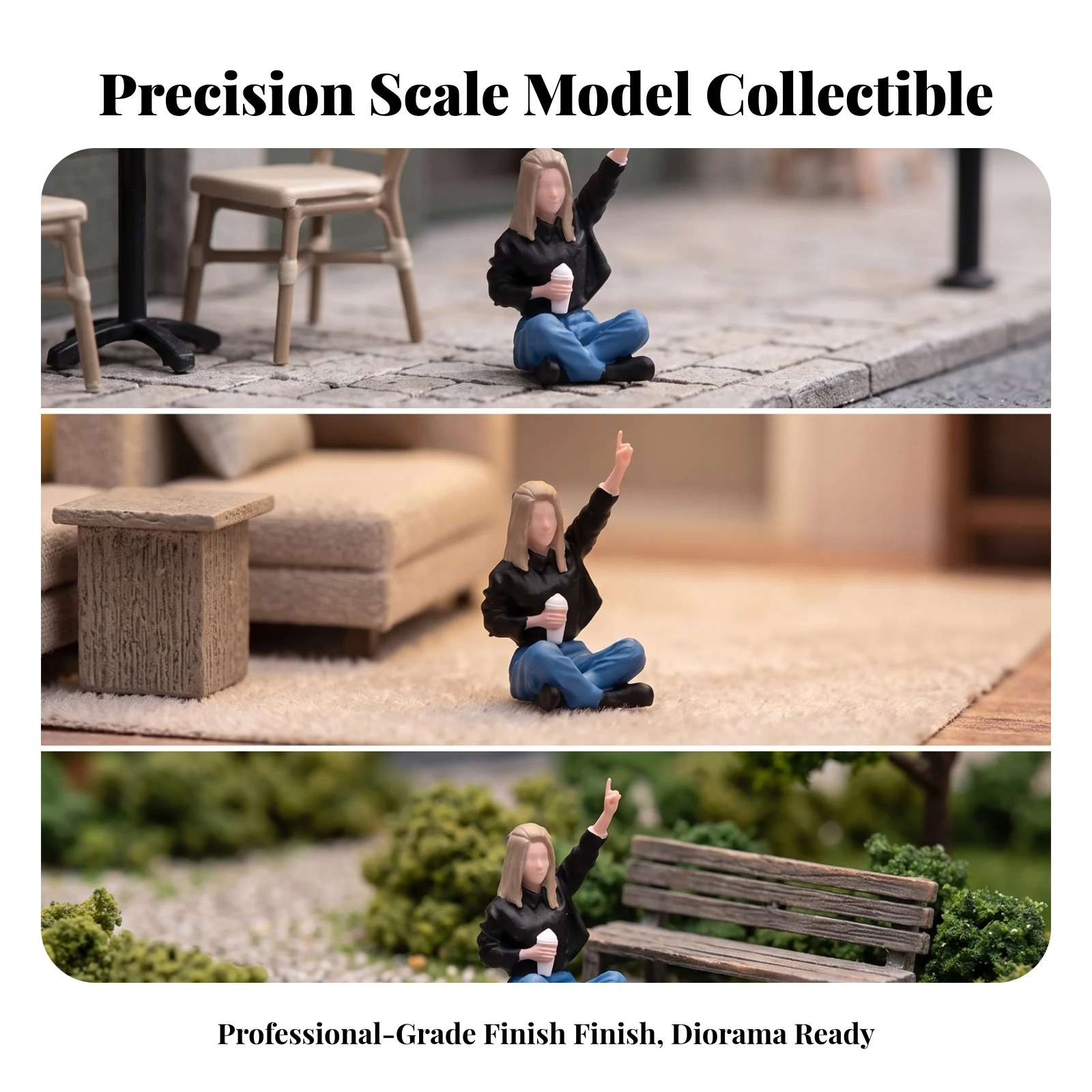 1/64 Scale Figure Realistic Miniature Female Figurine Resin Miniature Compact for Hobbyists, Dioramas, Tabletop Decoration