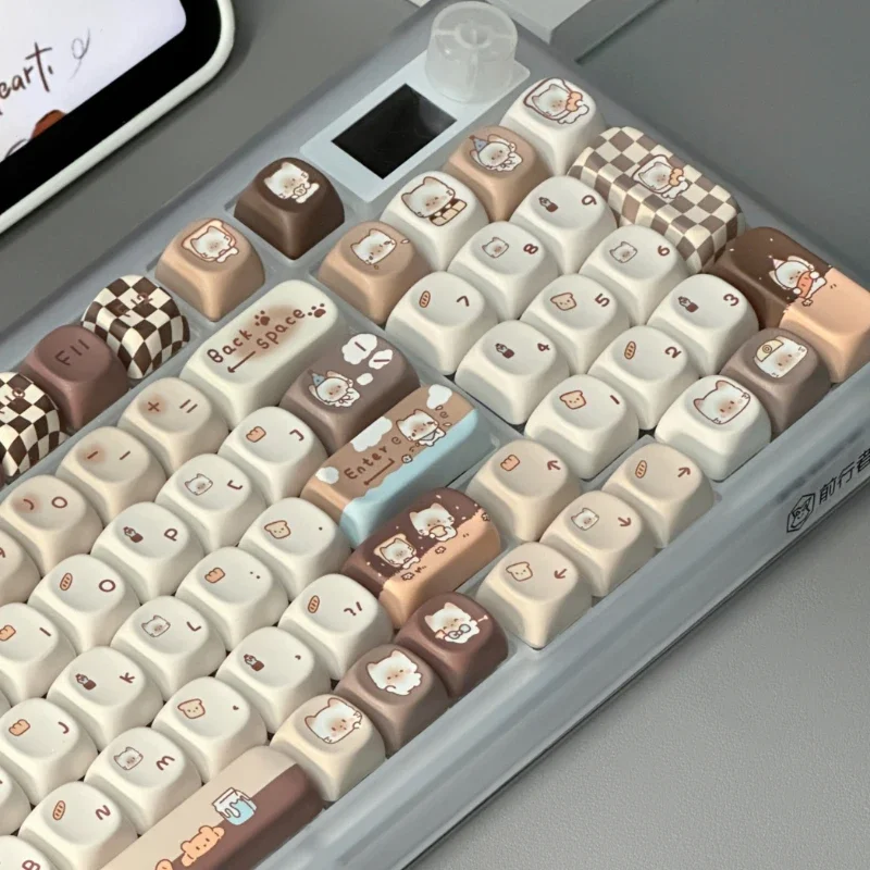 Siamese Cat Bakery Theme Keycaps Set Cat Custom Keycaps PBT Sublimation MOA Profile Keycaps for Mechanical Keyboard Accessories