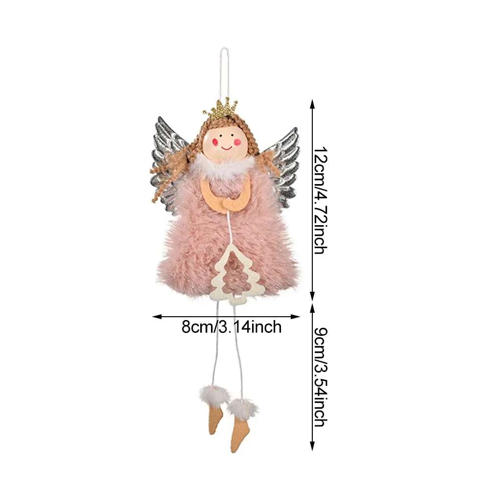 Silver Wing Angel Doll para o Natal, Xmas Tree Decoration, Girl Pendant, Bonito, Ano Novo, Ornamento Pendurado para Casa, Decoração de Festa