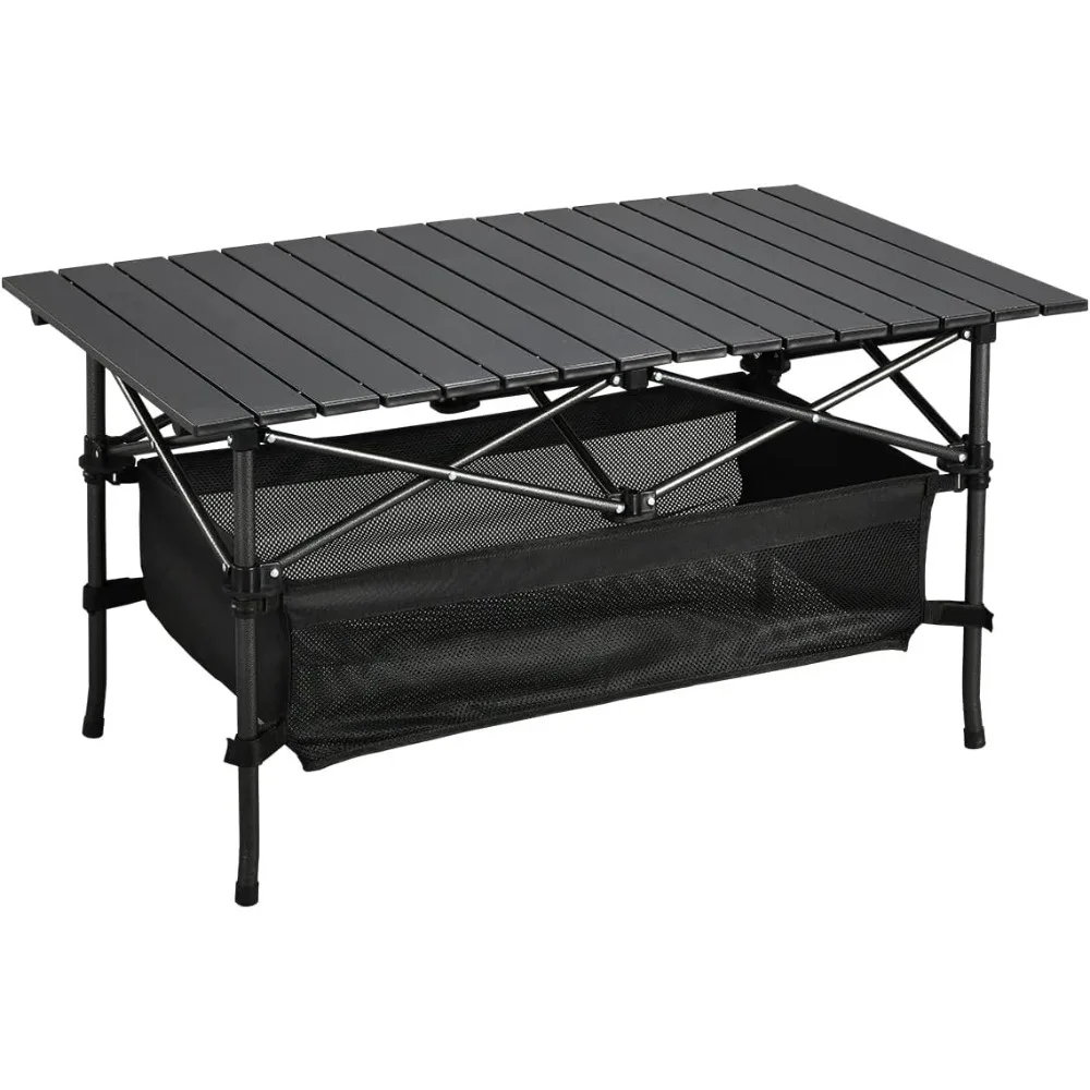 

Lightweight Aluminum Folding Camping Table (47” x 21.65” x 26.7”), Portable Roll-Up Design for Outdoor, Camping, Beach, BBQ, Pat
