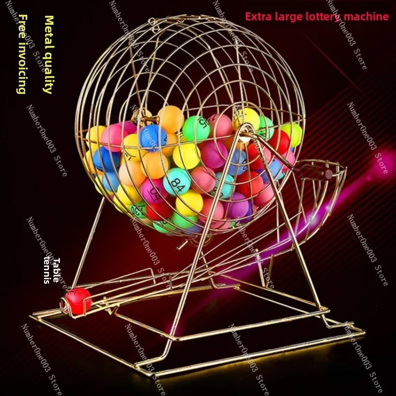 

Manual Metal Lottery Machine Raffle Drum Double Ball Selector Lucky Draw Spinner for Events