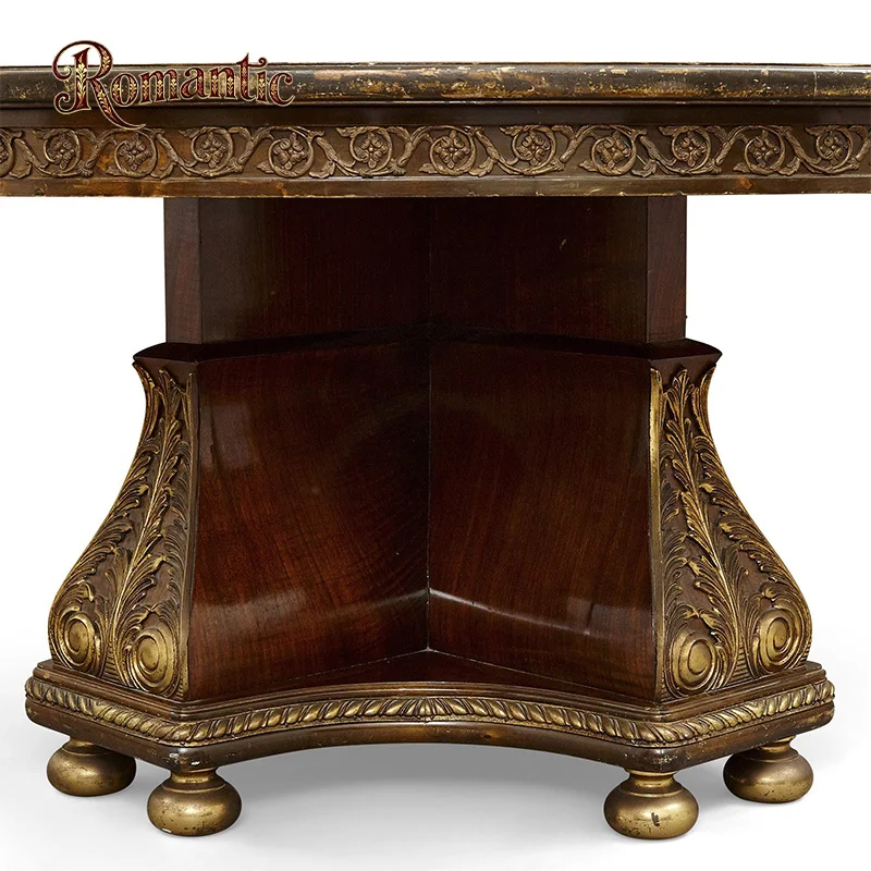 Classical American Classic 1.6-meter Round Rustic Solid Wood Base Dining Table with Adjustable Height Assembled for Hotel Use