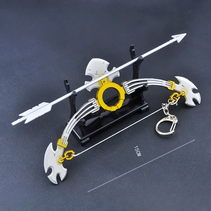 15cm/5.91in Zeldaa Game Peripheral Link Master Sword Beast God Bow Arrow Model Student Toy Keychain Ornaments Collection Desktop