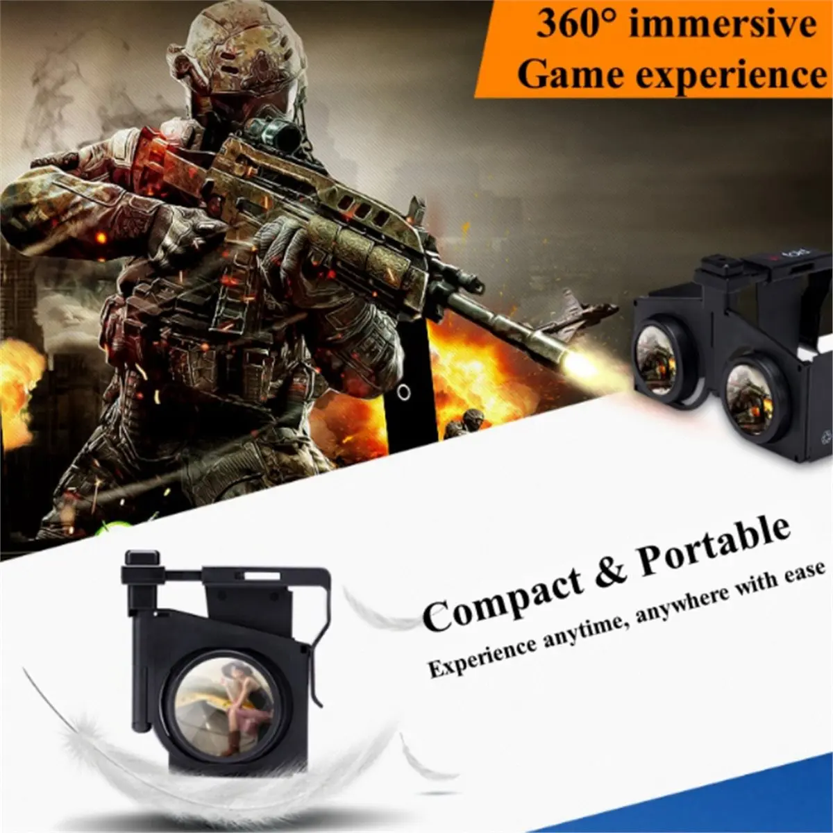 11·11COUPON Folding Immersive Games 3D Glasses Mini Foldable Virtual Reality VR HD Box for 4-6