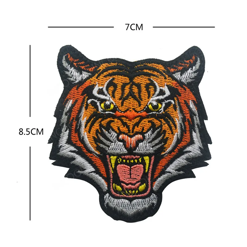 Infrared IR Reflective Animal Tiger Embroidered Patches Tiger Head Appliqued Patch For Clothing Backpack