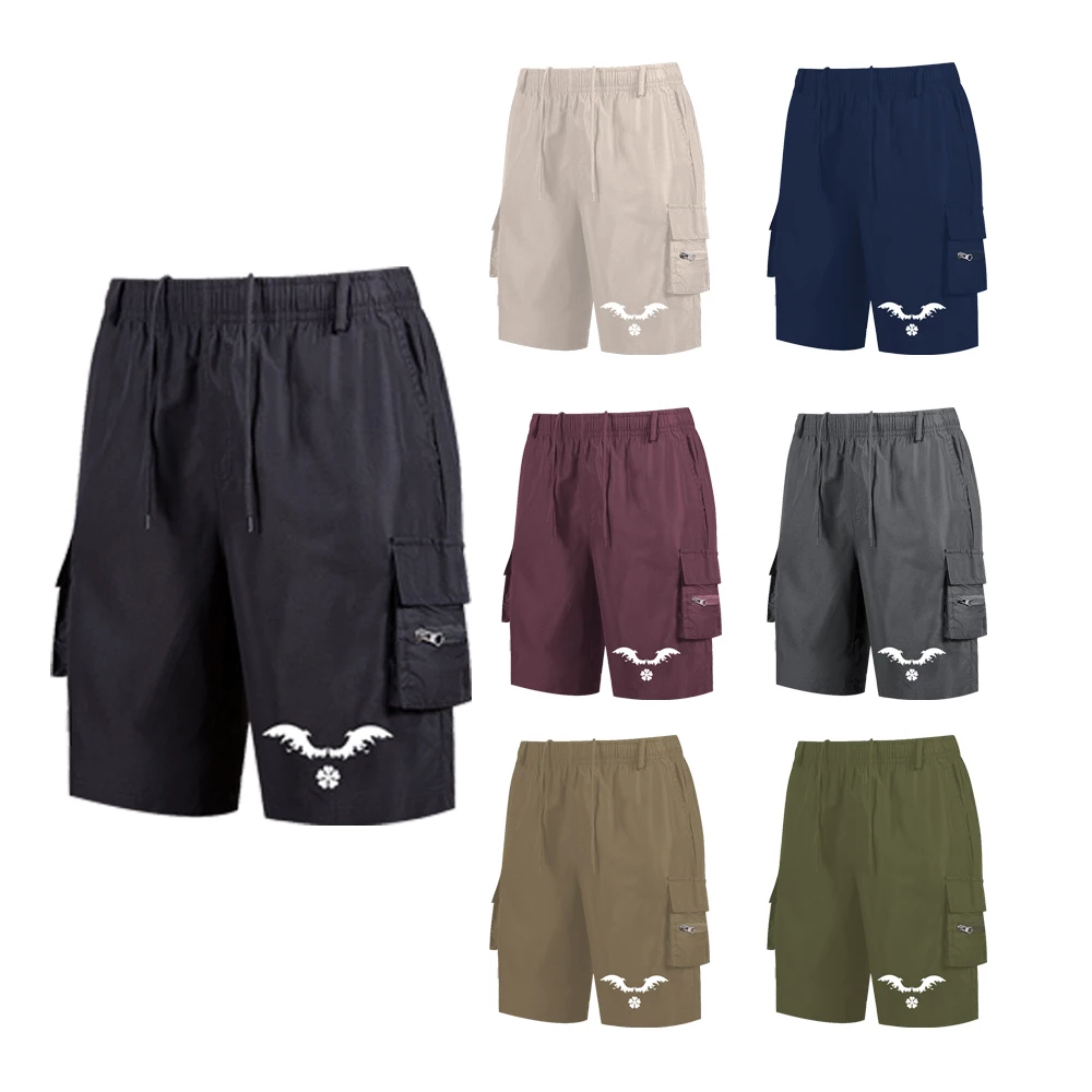 

Men's Baggy Cargo Shorts Angel Wing Print Multi-Pocket Drawstring Waist Summer Outdoor Casual Knee Length Sports Short Pants