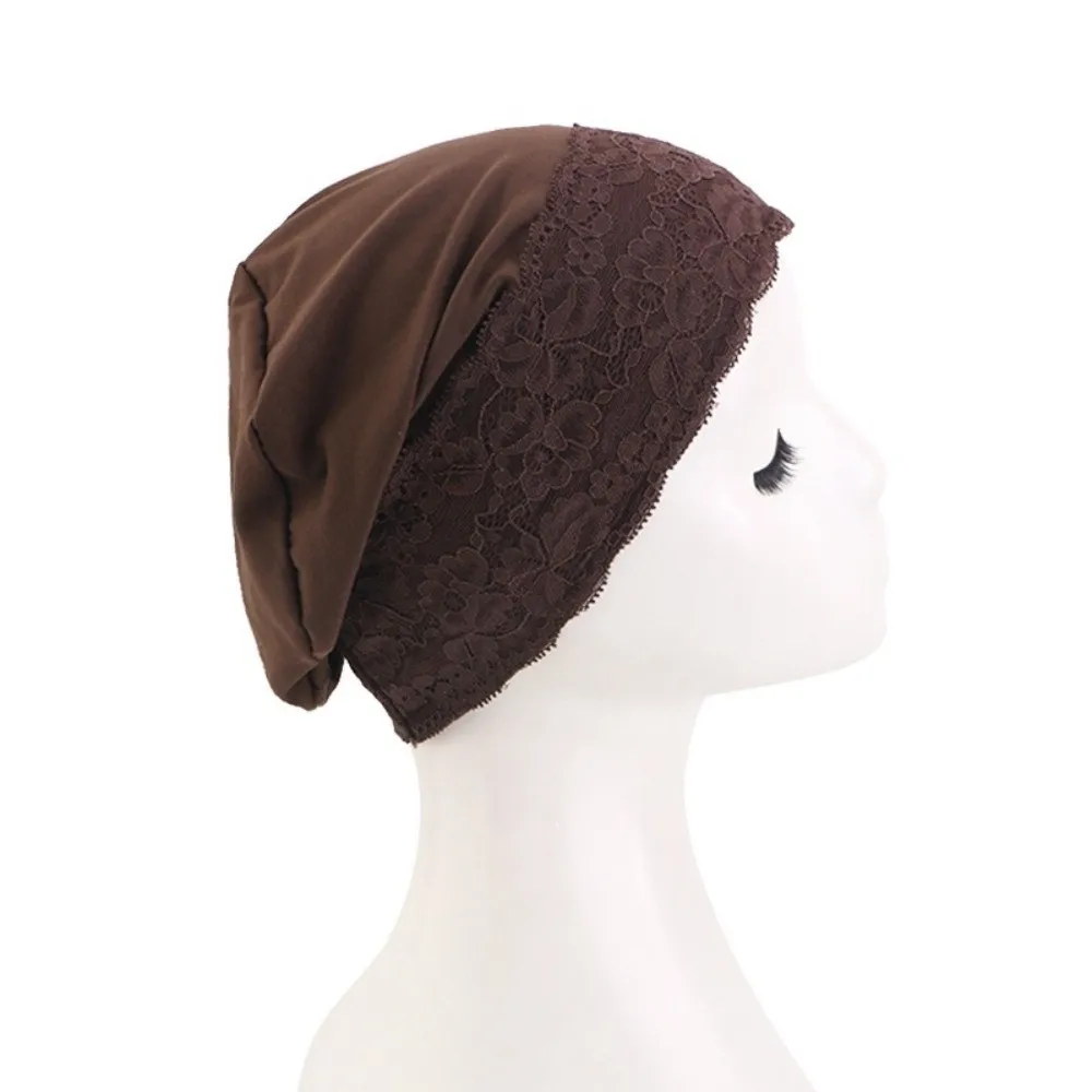 Soft Lace Trim Slouchy Beanie Soft Elastic Breathable Fabric Sleep Cap Lightweight Design Stretch Fit Maternity Hat Sleeping