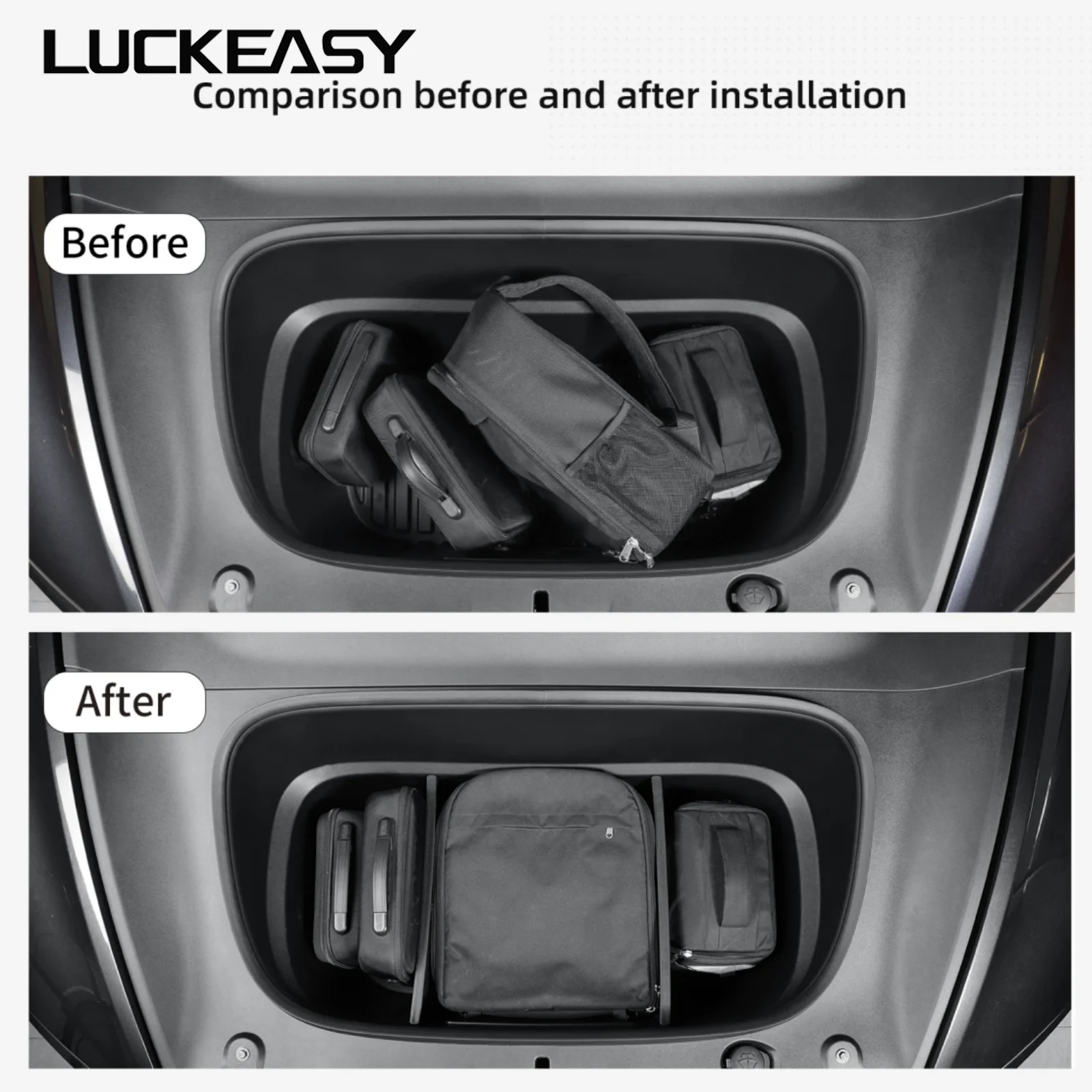 LUCKEASY for Tesla Model Y Juniper/Model YL 2025 2026 Car Front Trunk Partition ABS Front Spare Box Combination Partition