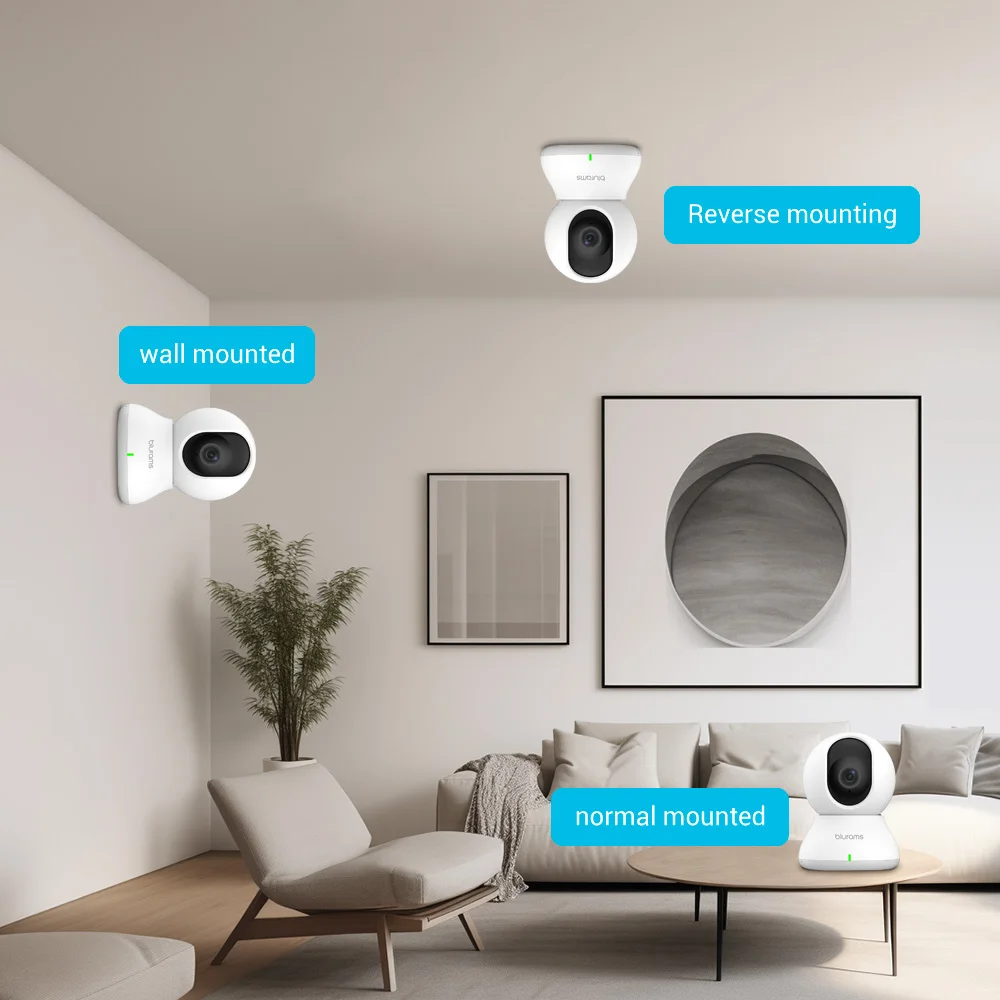 Blurams-Câmera interna de CCTV IP com aplicativo para telefone, conversa bidirecional, visão noturna, segurança doméstica, Wi-Fi, 2K, 360 °, 2-Way, PTZ, 2K